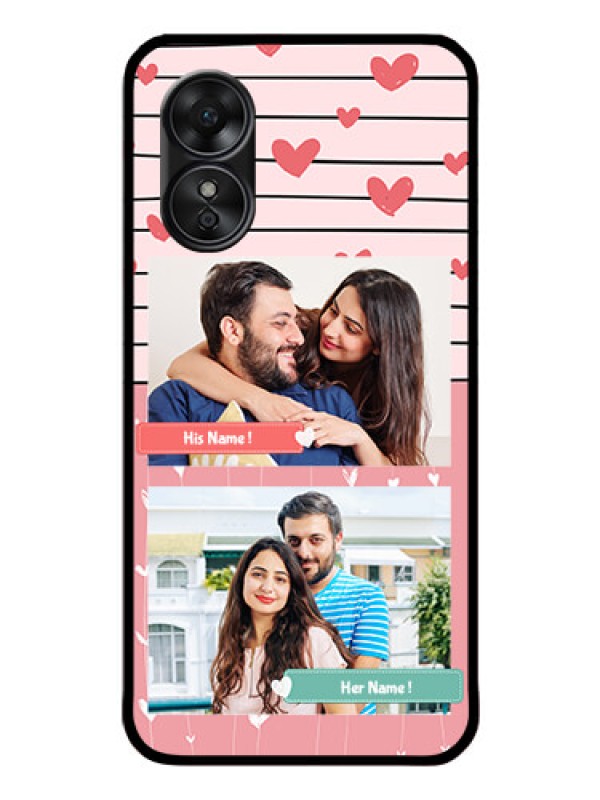 Custom Oppo A17 Custom Glass Mobile Case - Photo with Heart Design