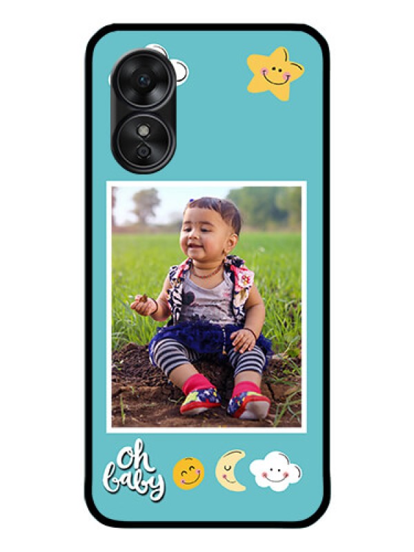 Custom Oppo A17 Personalized Glass Phone Case - Smiley Kids Stars Design