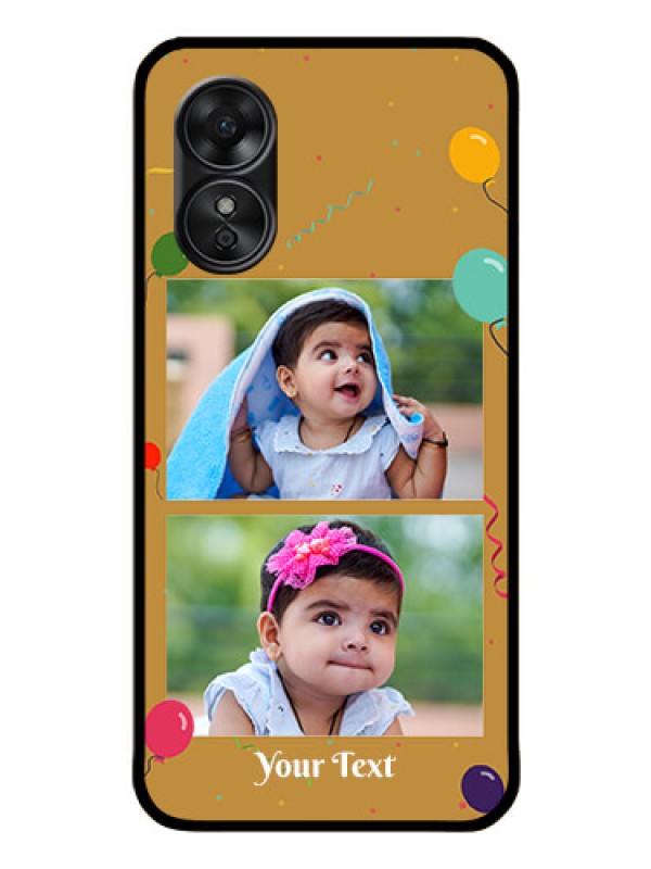 Custom Oppo A17 Personalized Glass Phone Case - Image Holder with Birthday Celebrations Design