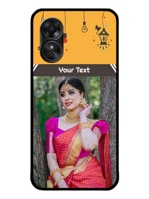 Custom Oppo A17 Custom Glass Mobile Case - with Family Picture and Icons