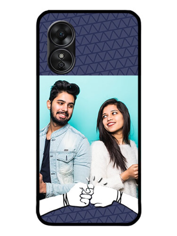 Custom Oppo A17 Photo Printing on Glass Case - with Best Friends Design
