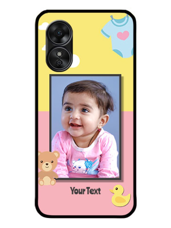 Custom Oppo A17 Photo Printing on Glass Case - Kids 2 Color Design