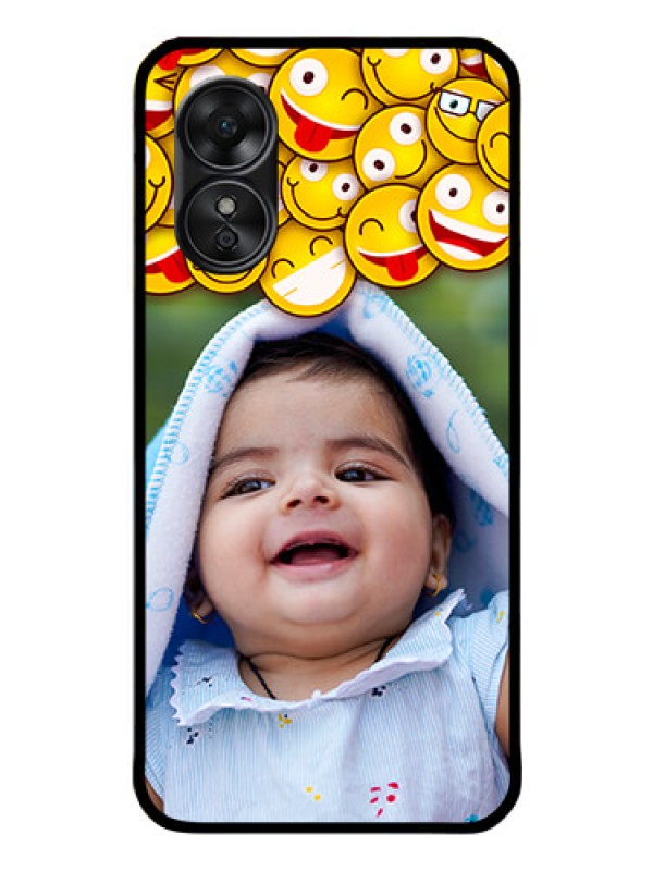 Custom Oppo A17 Custom Glass Mobile Case - with Smiley Emoji Design