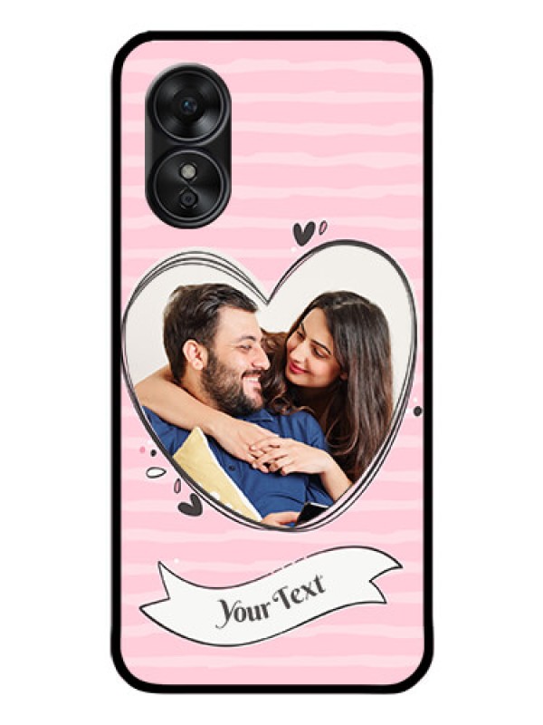 Custom Oppo A17 Custom Glass Phone Case - Vintage Heart Design