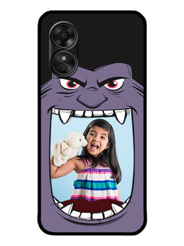 Custom Oppo A17 Custom Glass Phone Case - Angry Monster Design