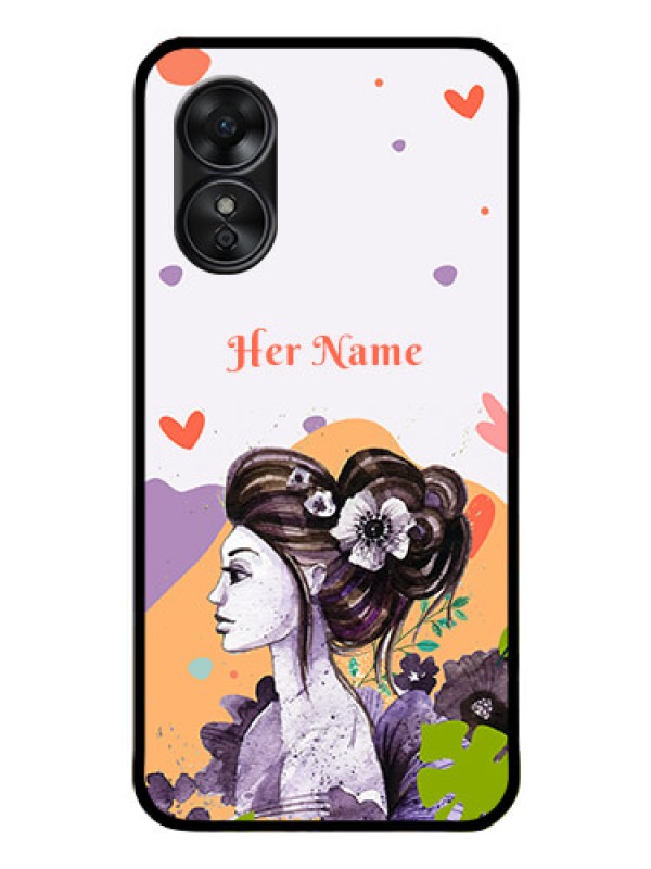 Custom Oppo A17 Personalized Glass Phone Case - Woman And Nature Design