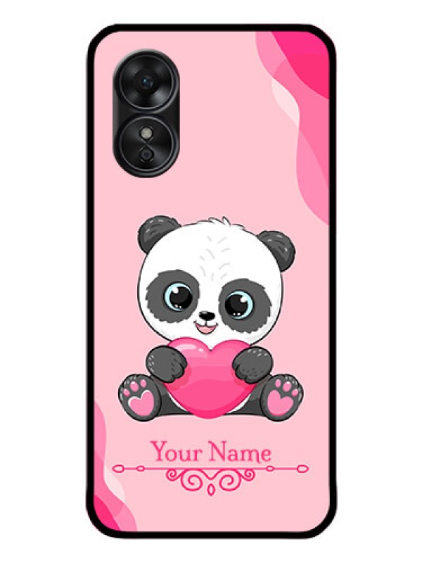 Custom Oppo A17 Custom Glass Mobile Case - Cute Panda Design