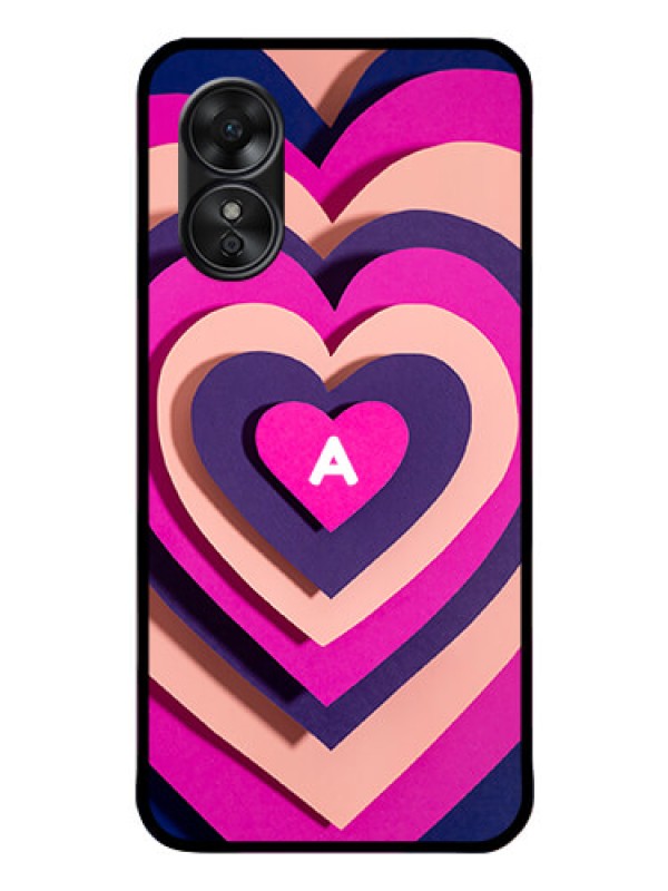 Custom Oppo A17 Custom Glass Mobile Case - Cute Heart Pattern Design