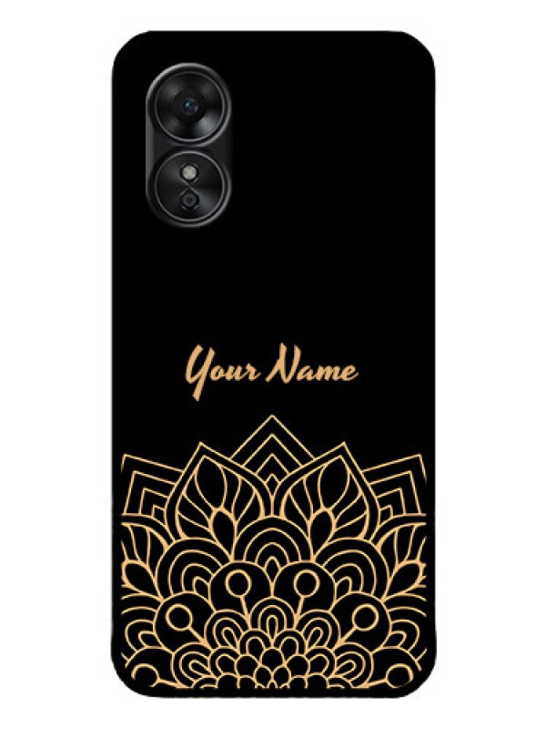 Custom Oppo A17 Custom Glass Phone Case - Golden mandala Design