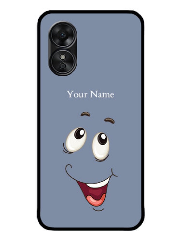 Custom Oppo A17 Photo Printing on Glass Case - Laughing Cartoon Face Design
