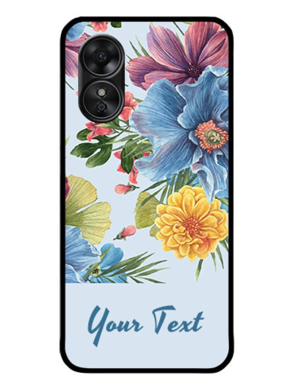 Custom Oppo A17 Custom Glass Mobile Case - Stunning Watercolored Flowers Painting Design