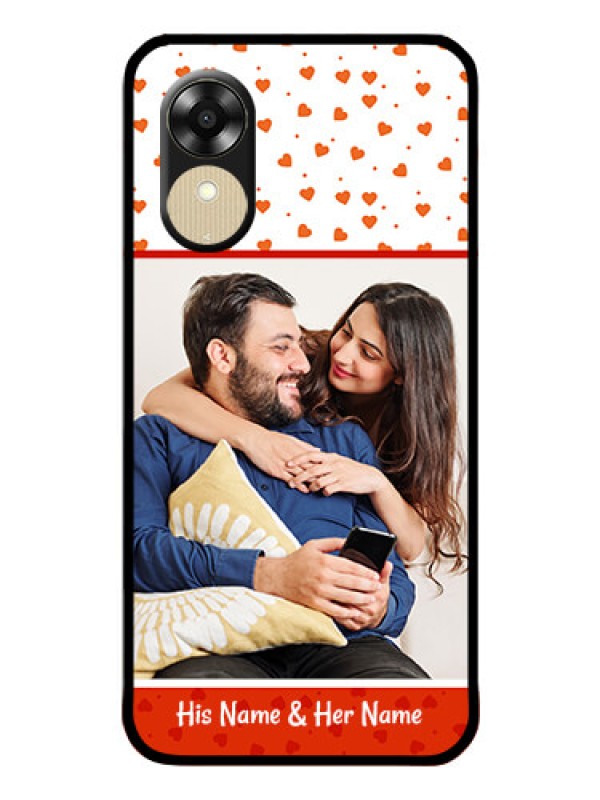 Custom Oppo A1k Custom Glass Phone Case - Orange Love Symbol Design