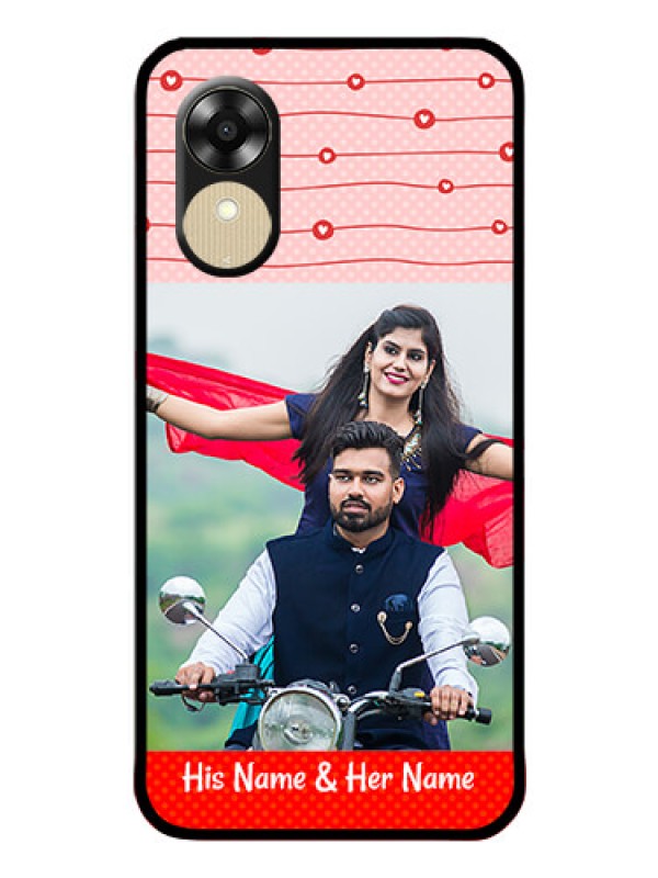 Custom Oppo A1k Personalized Glass Phone Case - Red Pattern Case Design