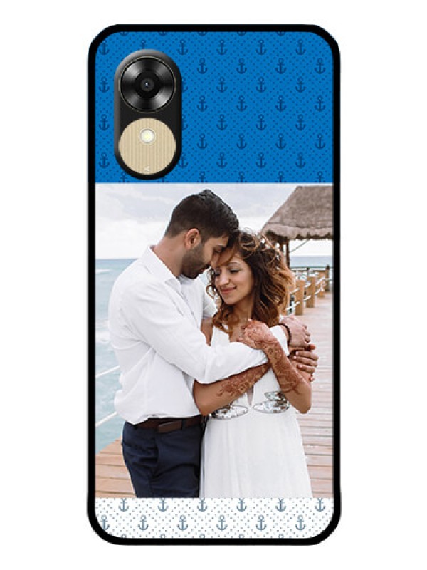 Custom Oppo A1k Photo Printing on Glass Case - Blue Anchors Design