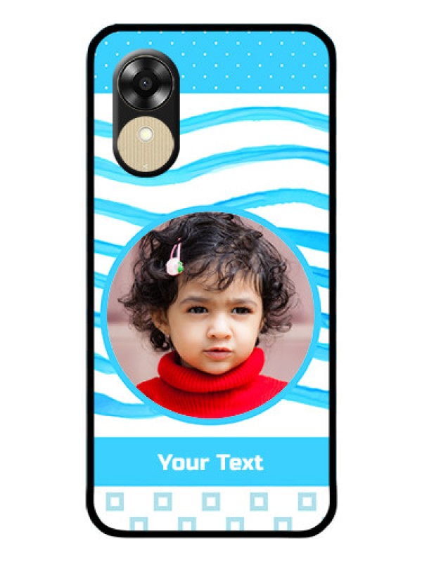 Custom Oppo A1k Custom Glass Phone Case - Simple Blue Case Design