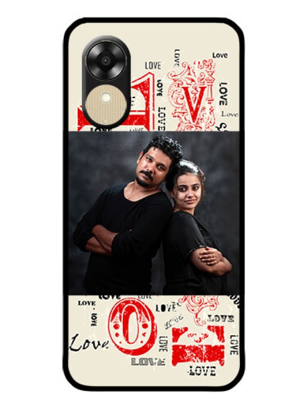 Custom Oppo A1k Photo Printing on Glass Case - Trendy Love Design Case