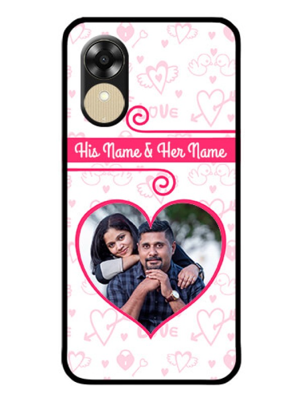Custom Oppo A1k Personalized Glass Phone Case - Heart Shape Love Design