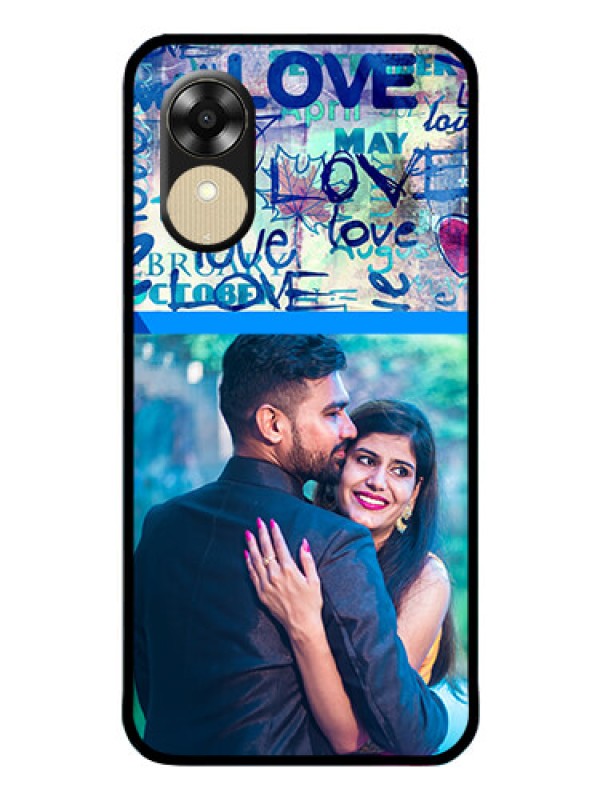 Custom Oppo A1k Custom Glass Mobile Case - Colorful Love Design
