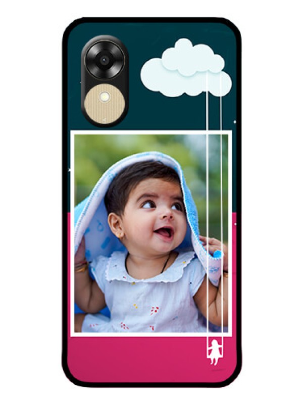 Custom Oppo A1k Custom Glass Phone Case - Cute Girl with Cloud Design