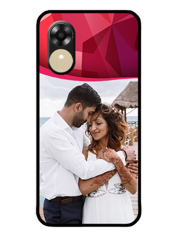 Custom Oppo A1k Custom Glass Mobile Case - Red Abstract Design