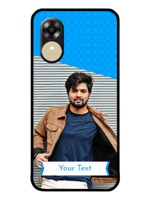 Custom Oppo A1k Photo Printing on Glass Case - Simple Blue Color Design