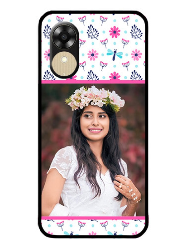 Custom Oppo A1k Photo Printing on Glass Case - Colorful Flower Design