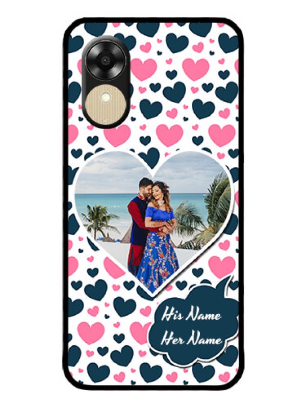 Custom Oppo A1k Custom Glass Phone Case - Pink & Blue Heart Design