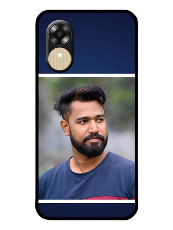 Custom Oppo A1k Personalized Glass Phone Case - Simple Royal Blue Design