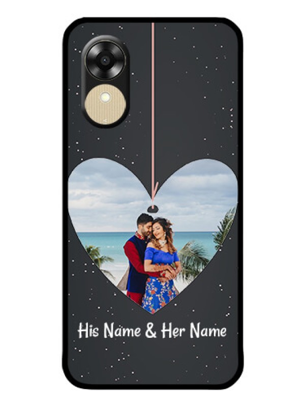 Custom Oppo A1k Custom Glass Phone Case - Hanging Heart Design