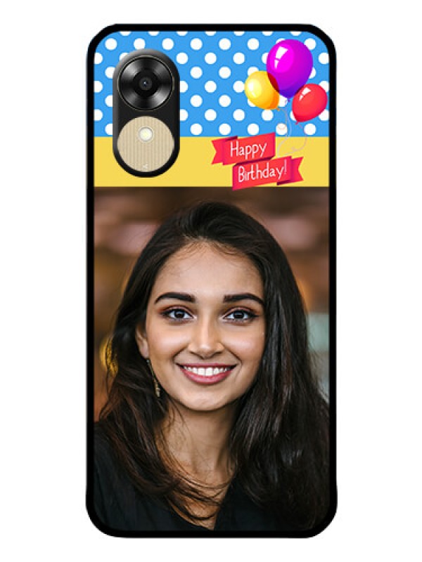 Custom Oppo A1k Custom Glass Mobile Case - Happy Birthday Design