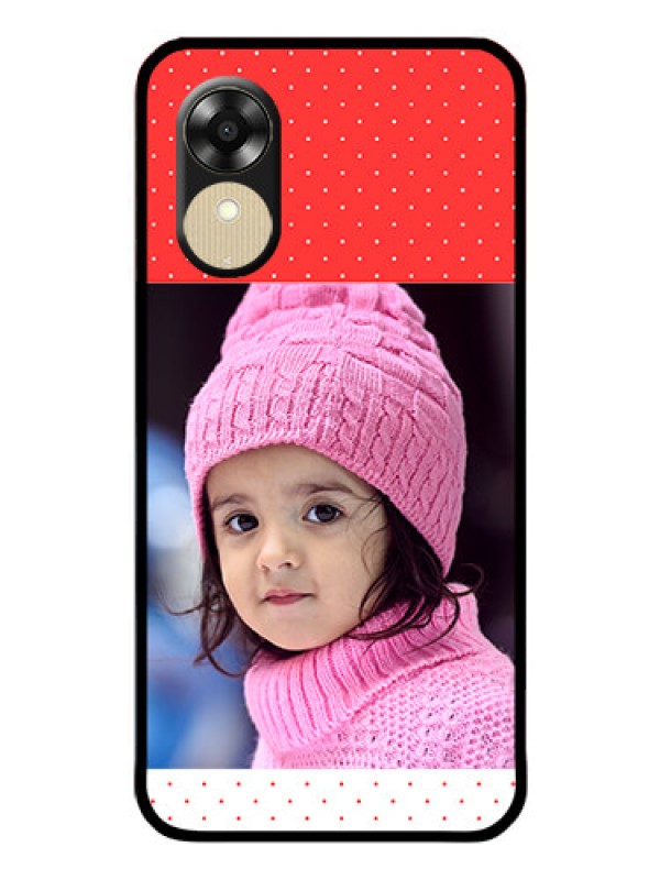 Custom Oppo A1k Photo Printing on Glass Case - Red Pattern Design