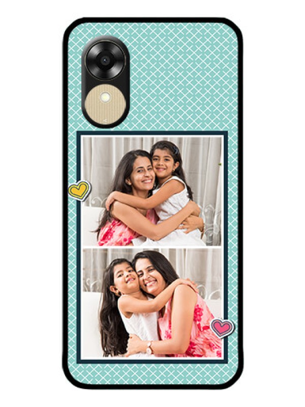 Custom Oppo A1k Custom Glass Phone Case - 2 Image Holder with Pattern Design