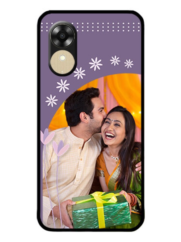 Custom Oppo A1k Custom Glass Mobile Case - Lavender flowers design