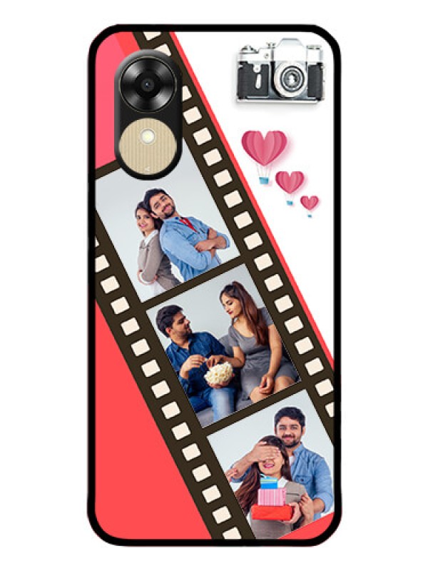Custom Oppo A1k Personalized Glass Phone Case - 3 Image Holder with Film Reel