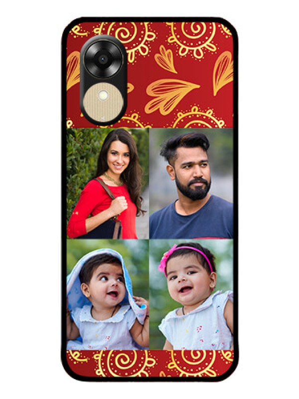 Custom Oppo A1k Photo Printing on Glass Case - 4 Image Traditional Design