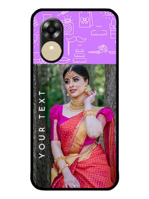 Custom Oppo A1k Custom Glass Mobile Case - Birthday Icons Design