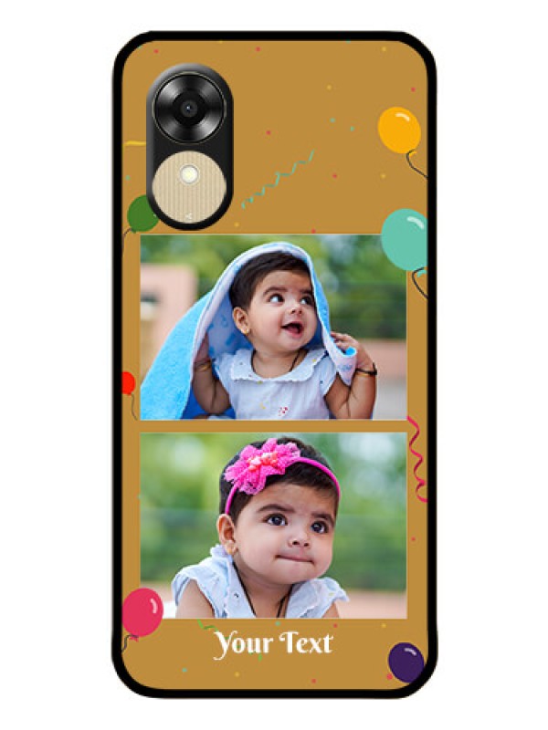 Custom Oppo A1k Personalized Glass Phone Case - Image Holder with Birthday Celebrations Design
