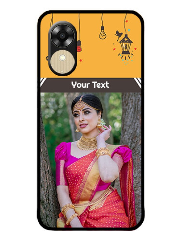 Custom Oppo A1k Custom Glass Mobile Case - with Family Picture and Icons