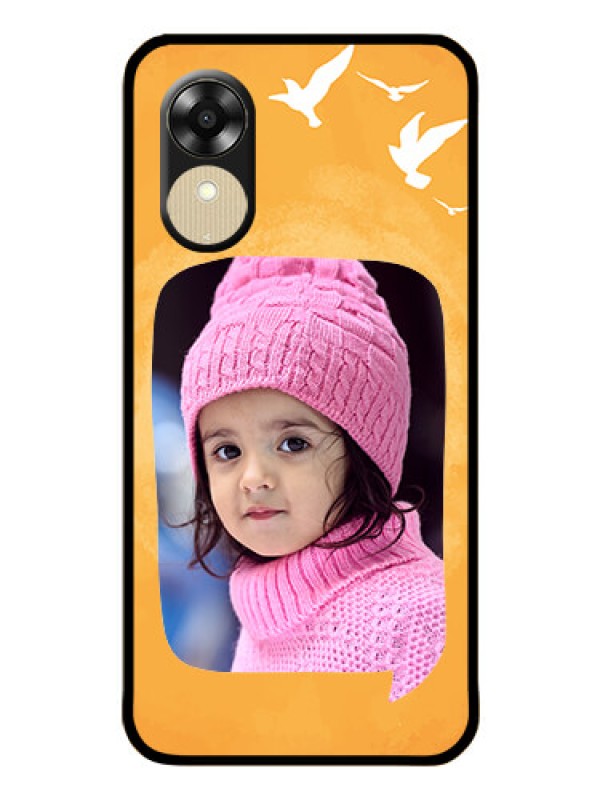 Custom Oppo A1k Personalized Glass Phone Case - Water Color Design with Bird Icons