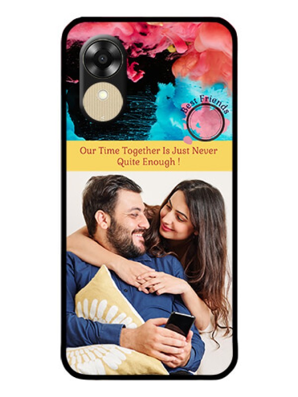 Custom Oppo A1k Custom Glass Mobile Case - Quote with Acrylic Painting Design