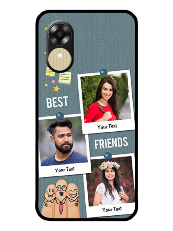 Custom Oppo A1k Personalized Glass Phone Case - Sticky Frames and Friendship Design