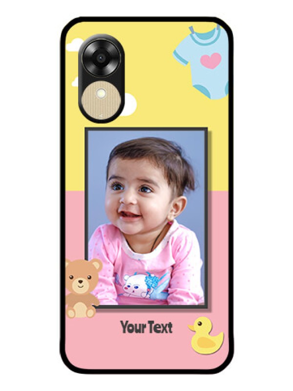 Custom Oppo A1k Photo Printing on Glass Case - Kids 2 Color Design