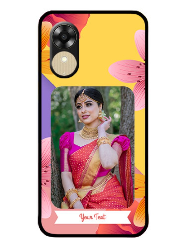 Custom Oppo A1k Custom Glass Mobile Case - 3 Image With Vintage Floral Design