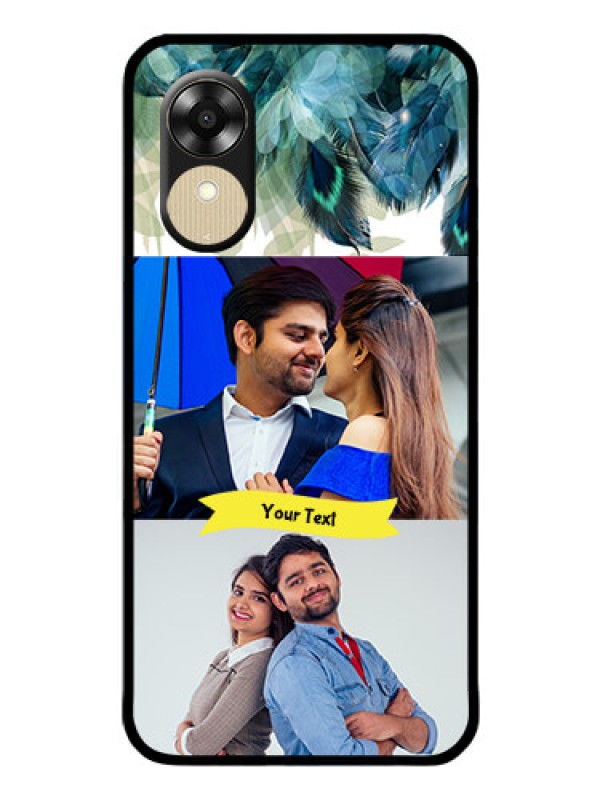 Custom Oppo A1k Personalized Glass Phone Case - Image with Boho Peacock Feather Design