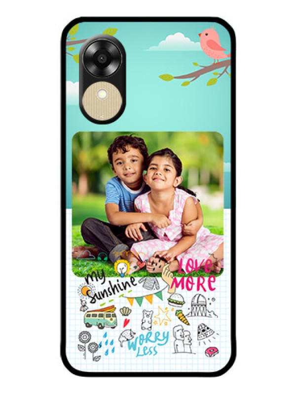 Custom Oppo A1k Photo Printing on Glass Case - Doodle love Design