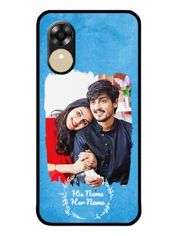 Custom Oppo A17K Custom Glass Phone Case - Blue Color Vintage Design