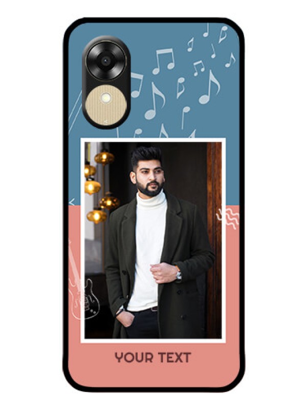 Custom Oppo A1k Photo Printing on Glass Case - with Color Musical Note Design