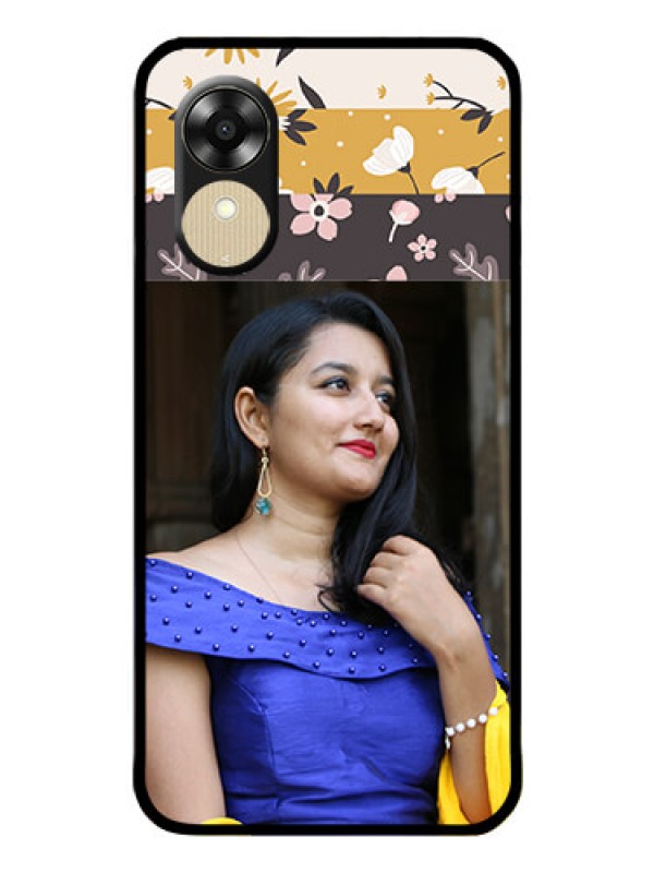 Custom Oppo A1k Custom Glass Phone Case - Stylish Floral Design