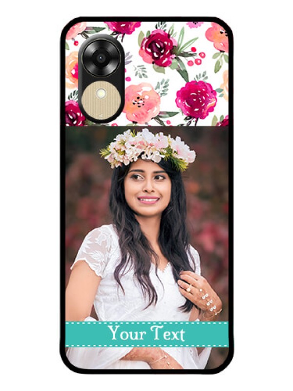 Custom Oppo A1k Custom Glass Phone Case - Watercolor Floral Design