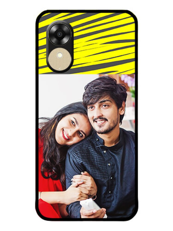 Custom Oppo A1k Photo Printing on Glass Case - Yellow Abstract Design